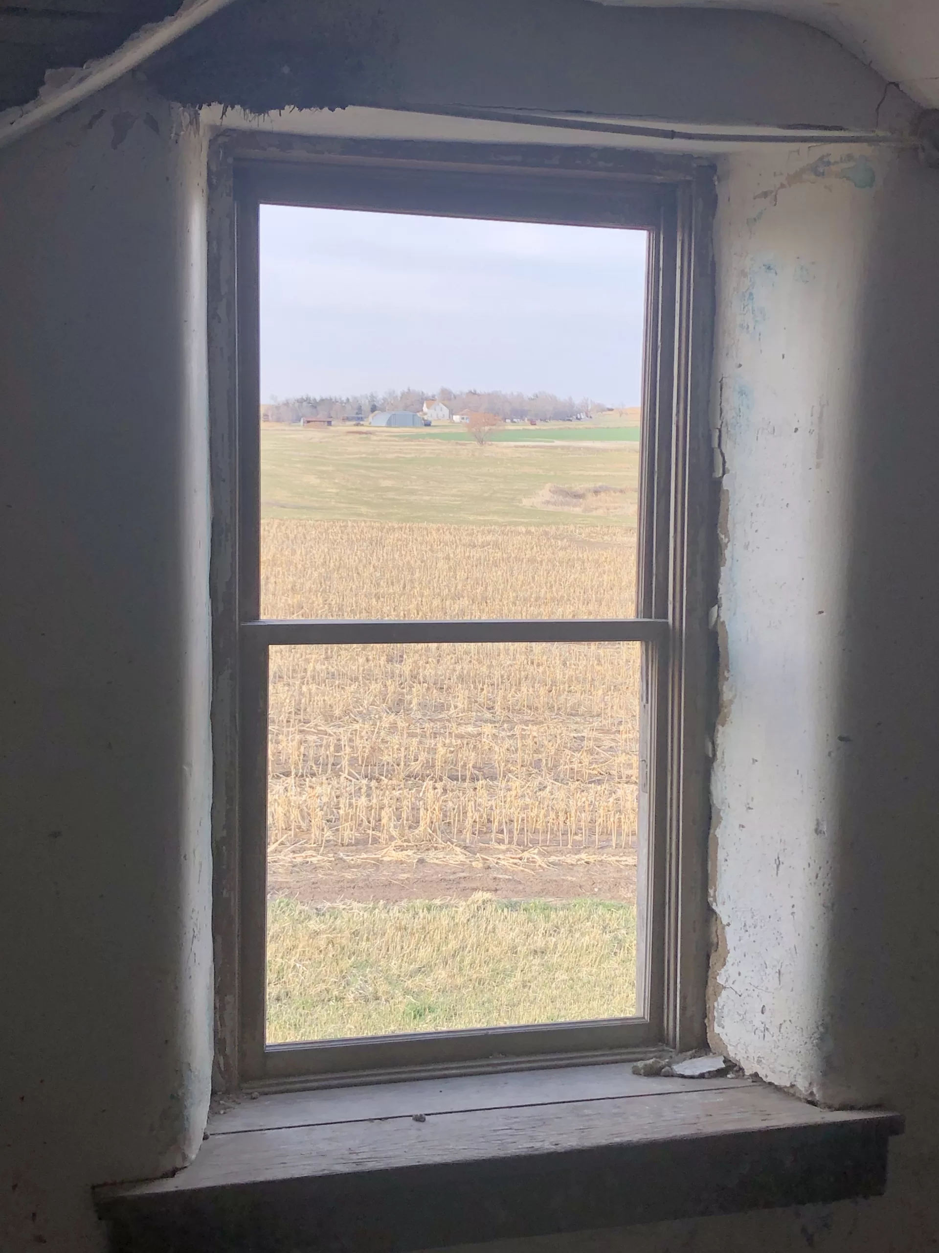 View from upstairs in farmhouse.